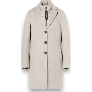 District - SIT UP Sand - Damesjas - Lange Wollen Jas - Met Uitneembare Innerfacing