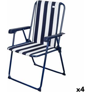 Opvouwbare stoel Aktive Striped Wit Marineblauw 43 x 85 x 47 cm (4 stuks)