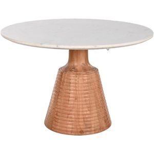 Eettafel Home ESPRIT Wit Natuurlijk Marmer Acacia 115 x 115 x 76 cm