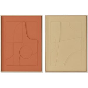 Schilderij Home ESPRIT Mosterd Terracotta Abstract Urban 55 x 4 x 75 cm (2 stuks)