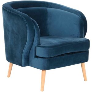 Armchair DKD Home Decor Blue Natural Polyester Velvet Wood Metal 78 x 78 x 78 cm