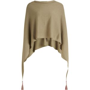 Strick-Poncho mit Fransen