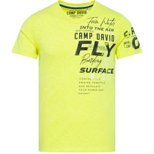 T-Shirt mit V-Neck und Label Prints