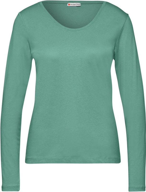 Shirt mit gerundetem V-Neck