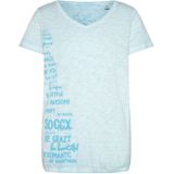 T-Shirt mit Gummizugsaum und Label Print