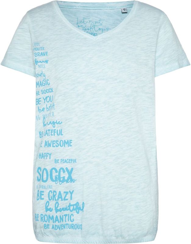 T-Shirt mit Gummizugsaum und Label Print