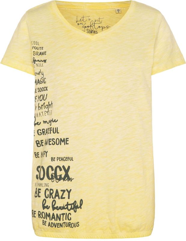 T-Shirt mit Gummizugsaum und Label Print