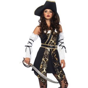 Piraten Kostuum Zwart/Goud Deluxe