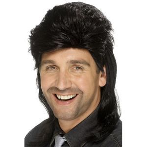 Foute Mullet Pruik Zwart