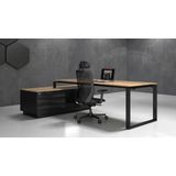 Directie Hoekbureau Halifax / Antraciet | 224x180cm | ladeblok links