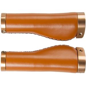 M-Wave Cloud Buff Fix Grips - Bruin - Imitatieleer - Aluminium Klemmen