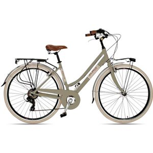 Stadsfiets - Aluminium - 6-speed - Met Verlichting - Crème Banden