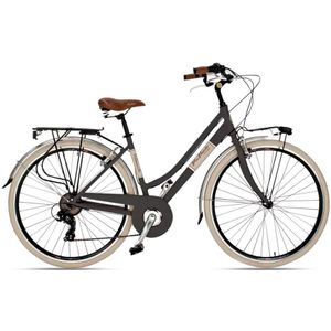 Cityfahrrad - 28 Inch - Aluminium - Zwart - 6-Speed Shimano Versnelling