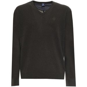 Sergio Tacchini - 21105 - Trui - Donkergroen - Heren - V-hals - 100% Wol