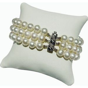 Luna-Pearls - Dames Armband - 585 / - geel goud - 585 / - wit goud - parel - A14-FB0003
