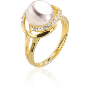 Luna-Pearls - 005.1100-53 - Ring - 750/-Geel goud met Zoetwater gekweekte parel - Maat 53