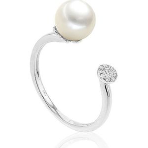 Luna-Pearls - Ring - 585 / - wit goud - parel - diamant - 005.0970-54