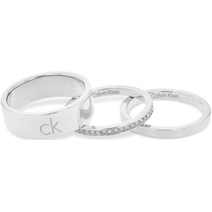 Calvin Klein - CK TRIO - Ringenset - Roestvrij Staalkleur - 3-delig - Preciosa Crystal