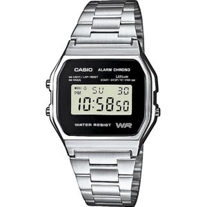 Casio Heren horloge A158WEA-1EF Alarm, Chronograaf, Achtergrondverlichting, Stopwatch, lys