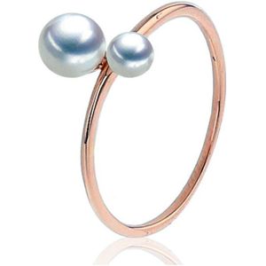 Luna-Pearls - Dames Ring - 585 / - rose goud - 585 / - geel goud - 585 / - rose goud - parel - 008.0476