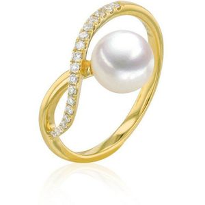 Luna-Pearls - 005.1103 - Ring - 750/-Wit goud met Akoya gekweekte parel en Diamanten