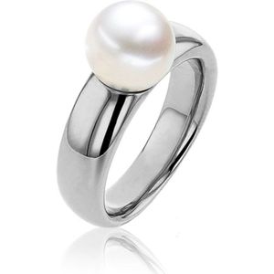 Luna-Pearls - 008.0530-53 - Ring - Zoetwater gekweekte parel 9,5-10mm - 14K witgoud