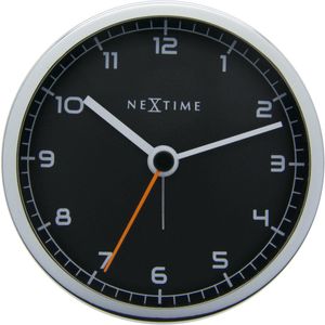 Wekker NeXtime 9 x 9 x 7.5 cm, metaal, zwart, 'Company Alarm'