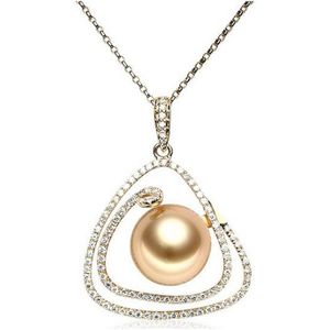 Luna-Pearls Diamant Hanger met gouden Zuidzeeparel AH26