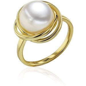 Luna-Pearls - 008.0620-55 - Ring - 585/-Geel goud met Zoetwater gekweekte parel en Diamant - Maat 55
