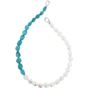 Luna-Pearls - 216.0968 - Collier - Dames - 925 zilver - Zoetwater gekweekte parel 10-11 mm - Turkoois - 45 cm