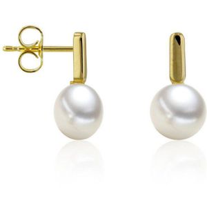 Luna-Pearls - 311.2044 - Oorbellen - 585/-Geel goud met Zoetwater gekweekte parel en Diamanten