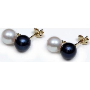 Luna-Pearls Akoya Pareloorbellen witgoud O121