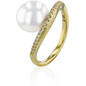 Luna-Pearls - 005.1051 - Ring - 750/-Wit goud met Akoya gekweekte parel en Diamanten