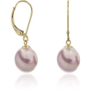Luna-Pearls - 311.2060 - Oorbellen - 750/-Geel goud met Zoetwater gekweekte parel en Diamanten