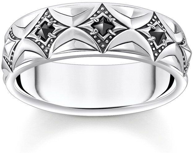 Thomas Sabo - Ring - Zwart - Zilver - Zirkoon - Gezwarte Textuur