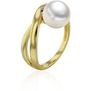 Luna-Pearls - 008.0585-53 - Ring - 750/-Wit goud met Tahiti gekweekte parel en Diamant - Maat 53