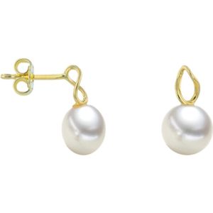 Luna-Pearls - 311.2098 - Oorbellen - Dames - 14K Geelgoud - Zoetwater gekweekte parel 7-7,5 mm