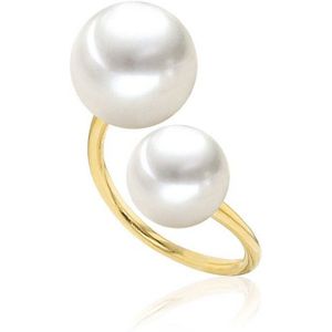 Luna-Pearls - 008.0577-54 - Ring - 750/-Wit goud met Akoya gekweekte parel en Diamanten - Maat 54