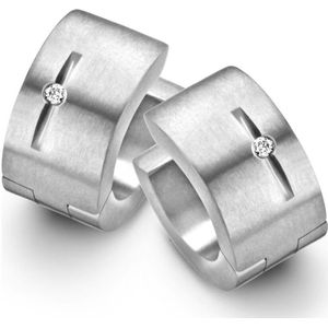 Danish Design - Titanium oorbellen Bramming met diamant 0,02 ct - IJ122E1D