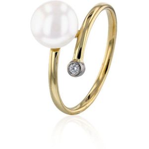 Luna-Pearls - 005.1029 - Ring - 750/-Roze goud met Akoya gekweekte parel en Diamanten