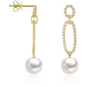 Luna-Pearls - 312.1684 - Oorbellen - 750/-Geel goud met Zuidzee gekweekte parel en Diamanten