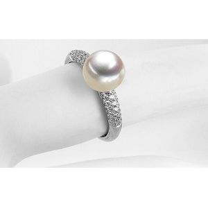 Luna-Pearls - Ring - 585 / - wit goud - parel - diamant - 005.0979-55