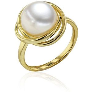 Luna-Pearls - 008.0620 - Ring - 585/-Geel goud met Zoetwater gekweekte parel en Diamant