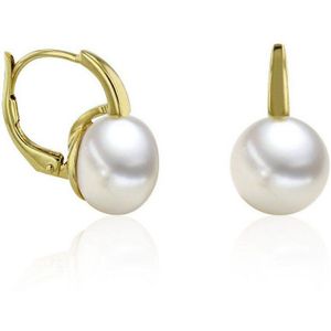 Luna-Pearls - 311.2082 - Oorbellen - 750/-Geel goud met Zoetwater gekweekte parel en Diamanten
