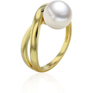 Luna-Pearls - 008.0585-55 - Ring - 750/-Wit goud met Tahiti gekweekte parel en Diamant - Maat 55