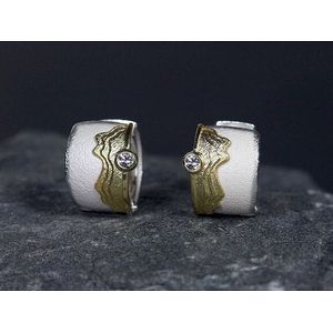 ARS zilveren oorbellen met 750 geelgoud en diamant 15403