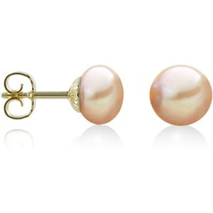 Luna-Pearls - 311.0547 - Oorbellen - 585/-Geel goud met Zoetwater gekweekte parel en Diamanten