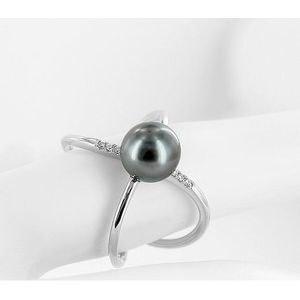 Luna-Pearls - Dames Ring - 585 / - geel goud - 585 / - wit goud - parel - diamant - 005.0984