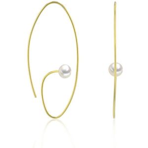 Luna-Pearls - 315.0458 - Oorbellen - Dames - 925 zilver - geelgoud verguld - Zoetwater gekweekte parel 6-6,5 mm