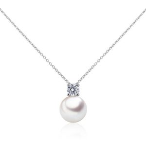 Luna-Pearls - 202.1638 - Hanger - Dames - 18K Witgoud - Akoya gekweekte parel 8-8,5 mm - 1 Brillant H/SI 0,15 ct.